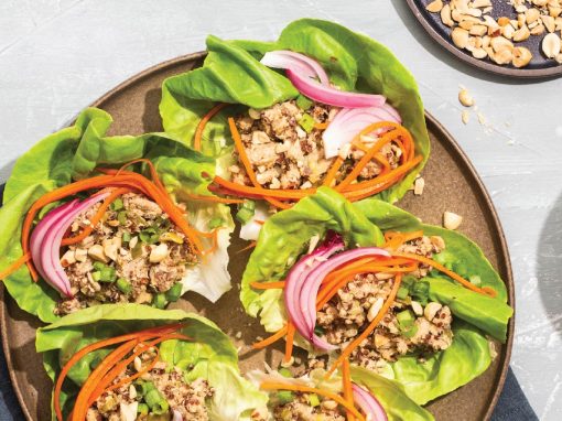 Boston Lettuce Cups with Ground Turkey, Quinoa & Peanut Dressing